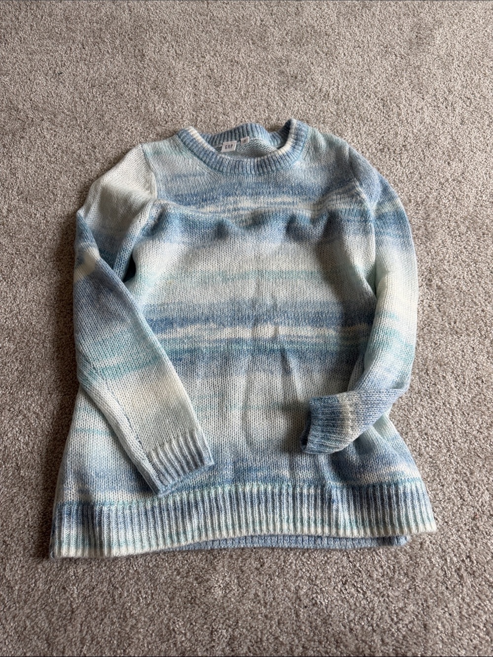GAP Blue and White Ombre Crewneck Sweater